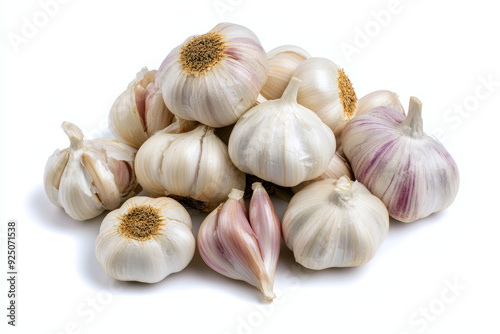 Fresh healthy garlic isolated on white background.