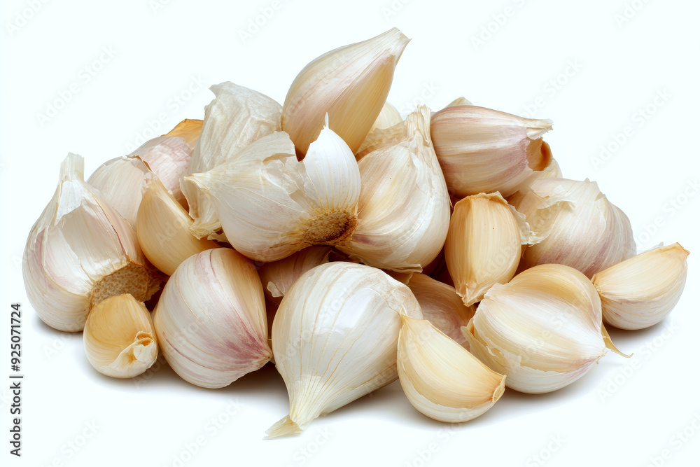 Fresh organic garlic cloves isolated on white background. Fresh organic garlic cloves isolated on white background.