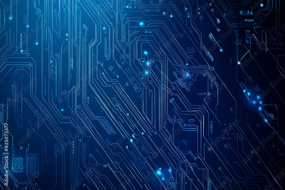 Futuristic vector illustration of a blue circuit board with intricate digital tech elements, perfect for advanced technology backgrounds. Futuristic vector illustration of a blue circuit board with intricate digital tech elements, perfect for advanced technology backgrounds.