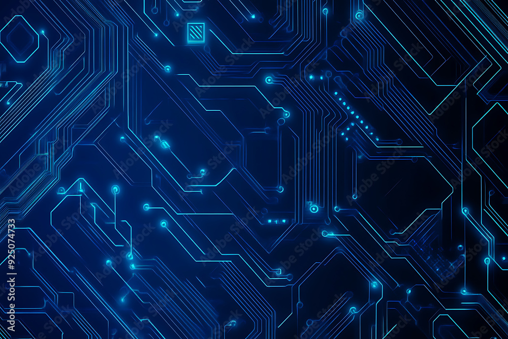 Futuristic vector illustration of a blue circuit board with intricate digital tech elements, perfect for advanced technology backgrounds. Futuristic vector illustration of a blue circuit board with intricate digital tech elements, perfect for advanced technology backgrounds.