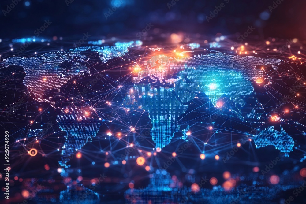 Global Digital Business Network Connection Illustration created with Generative AI