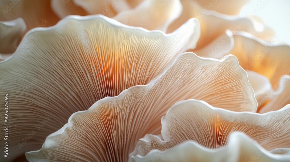 A close up of a mushroom with a white and orange hue A close up of a mushroom with a white and orange hue