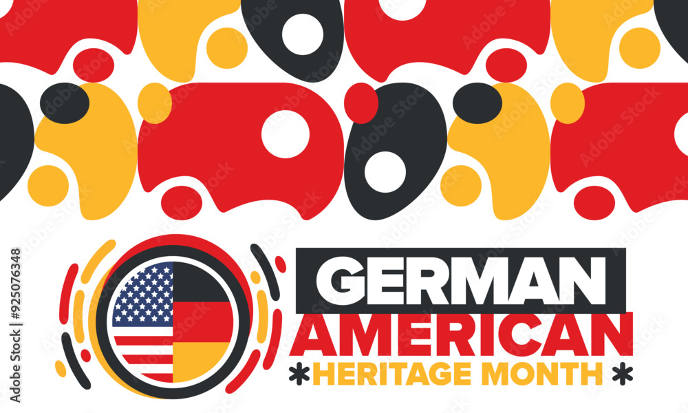 Obraz premium German-American Heritage Month. Happy holiday celebrate annual in October. Germany and United States flag. Culture month. Patriotic design. Poster, card, banner, template. Vector illustration