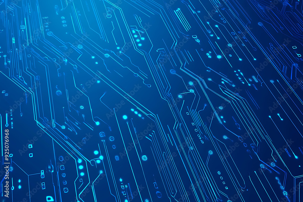 Futuristic vector illustration of a blue circuit board with intricate digital tech elements, perfect for advanced technology backgrounds. Futuristic vector illustration of a blue circuit board with intricate digital tech elements, perfect for advanced technology backgrounds.