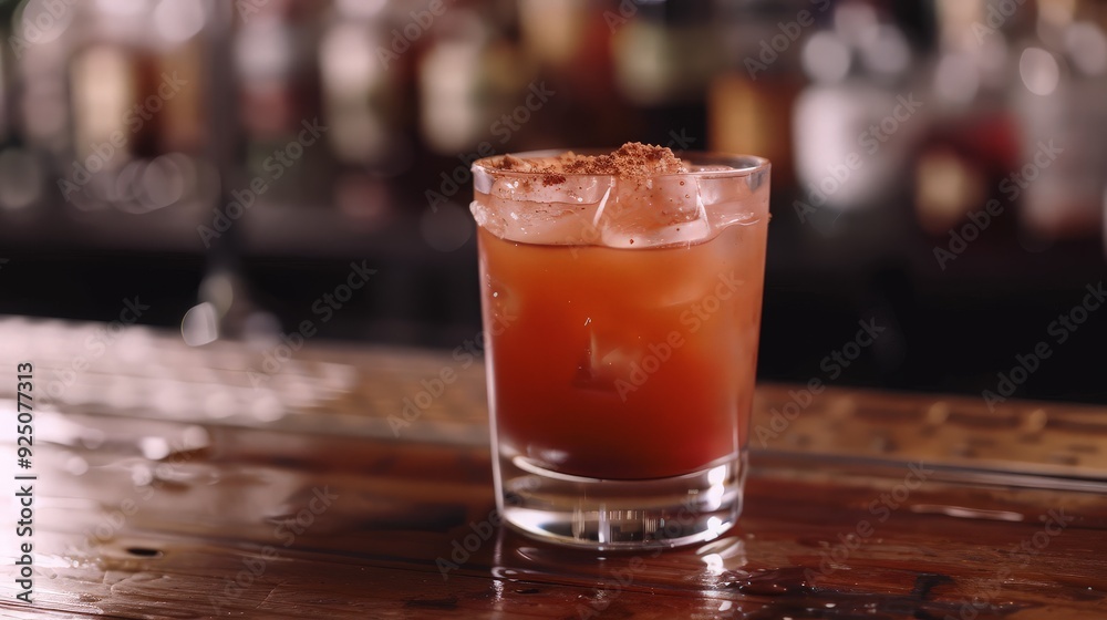 A Red Cocktail with Cinnamon and Ice A Red Cocktail with Cinnamon and Ice