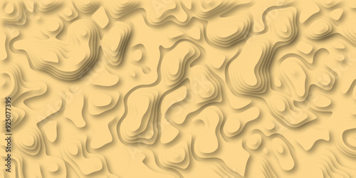 3D Woodcut Stylized Brown woody topographic contour scheme and terrain. Abstract lines or wavy backdrop background. Topography grid map. Geographic line mountain relief. Contour map background.
