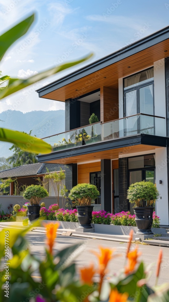 two-story villa with greeneries environment two-story villa with greeneries environment