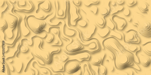 3D Woodcut Stylized Brown woody topographic contour scheme and terrain. Abstract lines or wavy backdrop background. Topography grid map. Geographic line mountain relief. Contour map background.