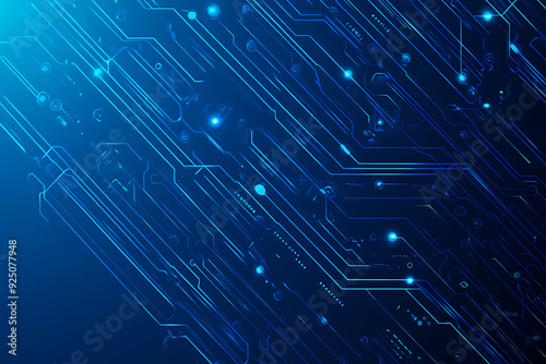 Futuristic vector illustration of a blue circuit board with intricate digital tech elements, perfect for advanced technology backgrounds.