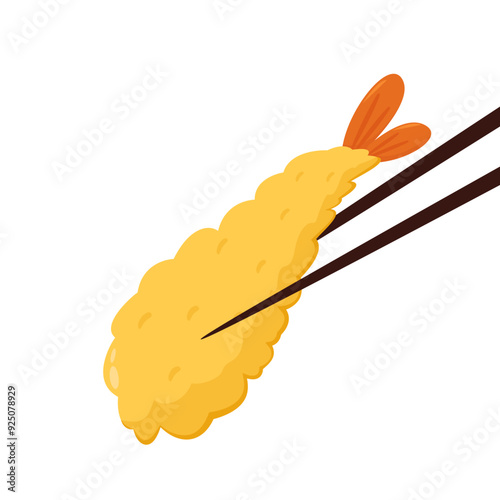 Tempura fried shrimp vector isolated illustration. Tempura fried shrimp on white background.