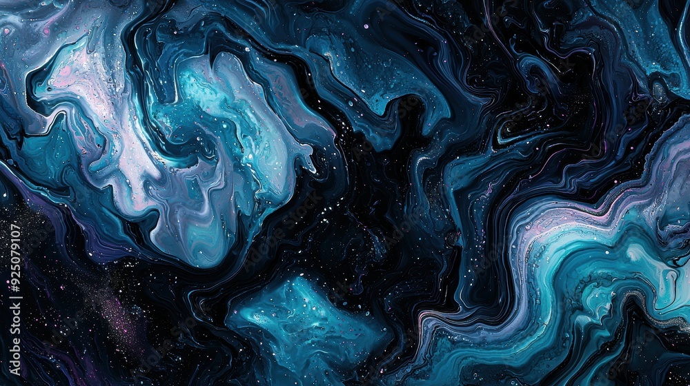 A painting of a blue swirl with stars and a dark background A painting of a blue swirl with stars and a dark background