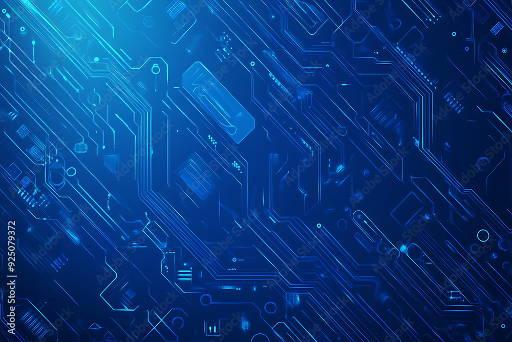 Futuristic vector illustration of a blue circuit board with intricate digital tech elements, perfect for advanced technology backgrounds. Futuristic vector illustration of a blue circuit board with intricate digital tech elements, perfect for advanced technology backgrounds.
