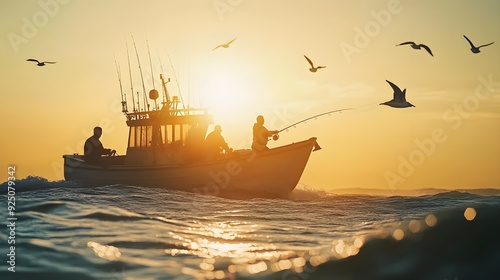 Thrilling Swordfish Catch: Fishing Boat Adventure on a Sunny Sea