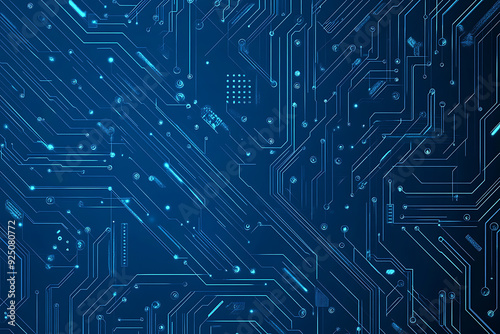 Wallpaper Mural Futuristic vector illustration of a blue circuit board with intricate digital tech elements, perfect for advanced technology backgrounds. Torontodigital.ca