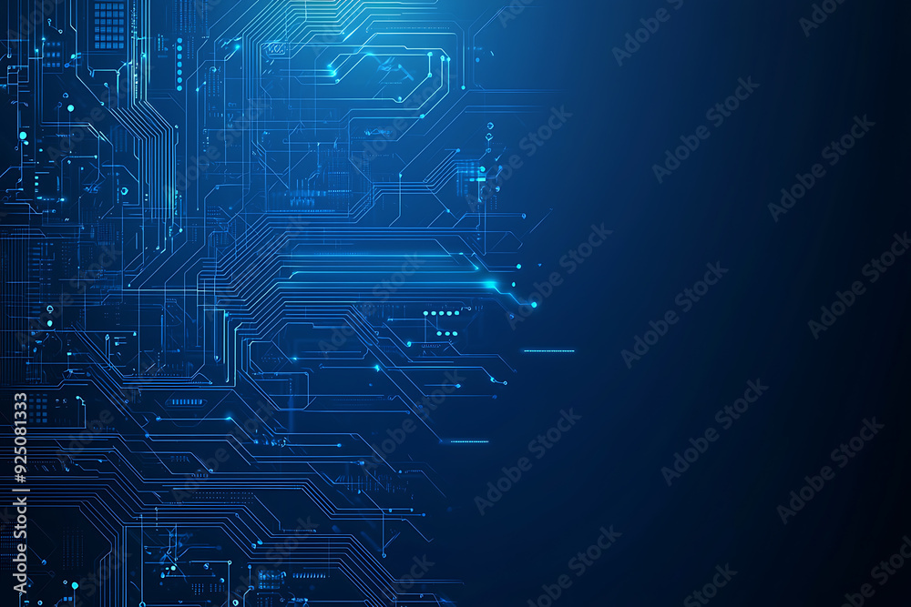Futuristic vector illustration of a blue circuit board with intricate digital tech elements, perfect for advanced technology backgrounds. Futuristic vector illustration of a blue circuit board with intricate digital tech elements, perfect for advanced technology backgrounds.