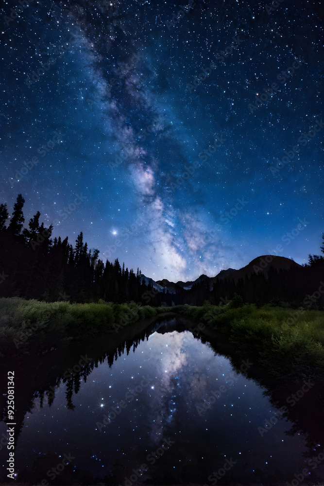 Fototapeta premium clear Starry night with the Milky Way Galaxy