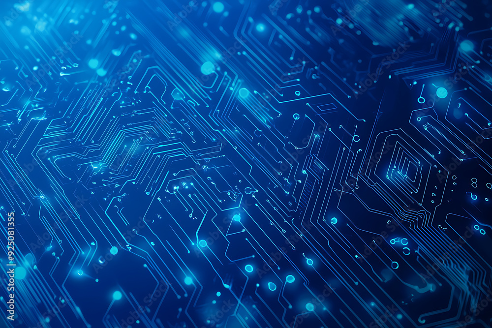 Futuristic vector illustration of a blue circuit board with intricate digital tech elements, perfect for advanced technology backgrounds. Futuristic vector illustration of a blue circuit board with intricate digital tech elements, perfect for advanced technology backgrounds.