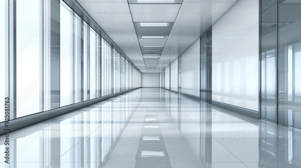 A large, empty room with a lot of windows and a white ceiling A large, empty room with a lot of windows and a white ceiling