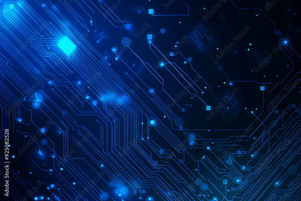 Futuristic vector illustration of a blue circuit board with intricate digital tech elements, perfect for advanced technology backgrounds. Futuristic vector illustration of a blue circuit board with intricate digital tech elements, perfect for advanced technology backgrounds.