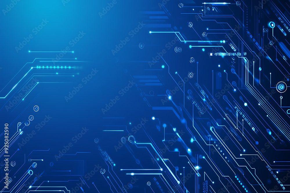Futuristic vector illustration of a blue circuit board with intricate digital tech elements, perfect for advanced technology backgrounds. Futuristic vector illustration of a blue circuit board with intricate digital tech elements, perfect for advanced technology backgrounds.