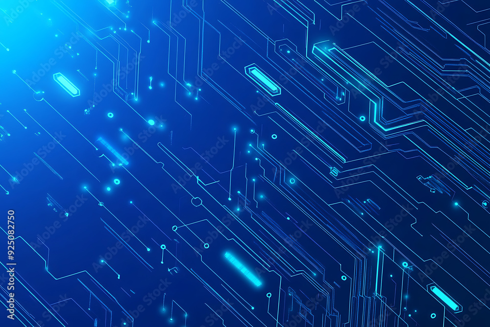 Futuristic vector illustration of a blue circuit board with intricate digital tech elements, perfect for advanced technology backgrounds. Futuristic vector illustration of a blue circuit board with intricate digital tech elements, perfect for advanced technology backgrounds.