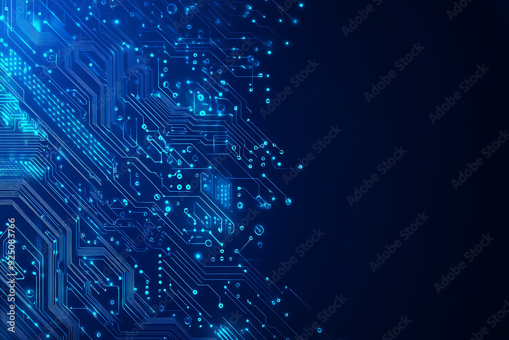 Futuristic vector illustration of a blue circuit board with intricate digital tech elements, perfect for advanced technology backgrounds. Futuristic vector illustration of a blue circuit board with intricate digital tech elements, perfect for advanced technology backgrounds.