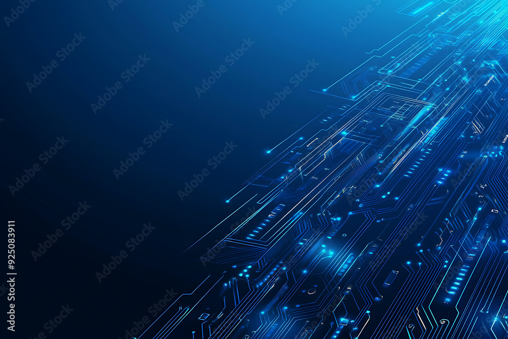 Futuristic vector illustration of a blue circuit board with intricate digital tech elements, perfect for advanced technology backgrounds. Futuristic vector illustration of a blue circuit board with intricate digital tech elements, perfect for advanced technology backgrounds.