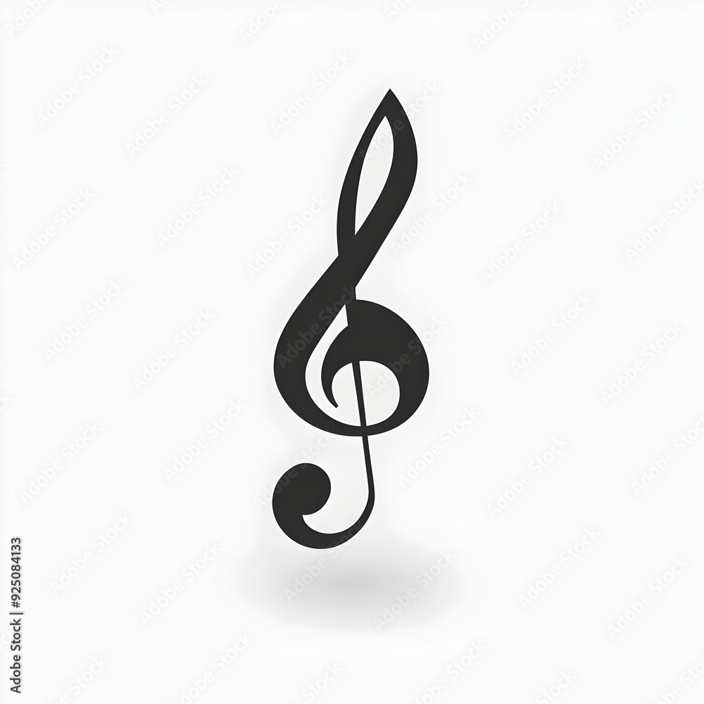 Minimalist Musical Note Symbol on Plain White Background Minimalist Musical Note Symbol on Plain White Background