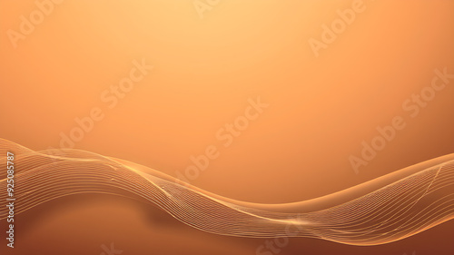 Subtle Wavy Lines, Subtle Wave Gradient Orange Background with Space for Text. Generative AI