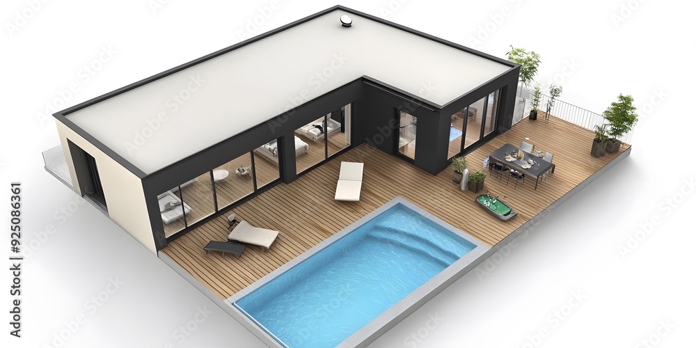 Modern House with Pool and Deck Design Modern House with Pool and Deck Design