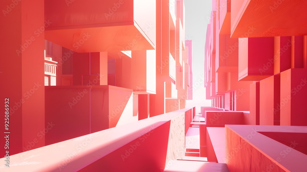 Fototapeta premium Abstract Geometric Shapes in Pink and White