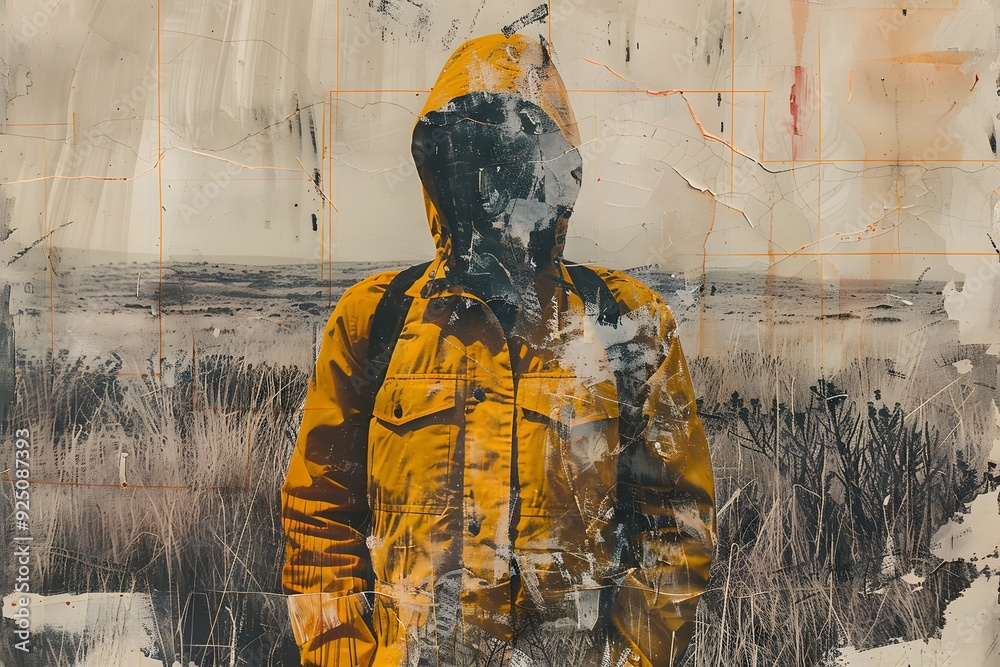Abstract Portrait of a Person in a Yellow Hoodie. Abstract Portrait of a Person in a Yellow Hoodie.