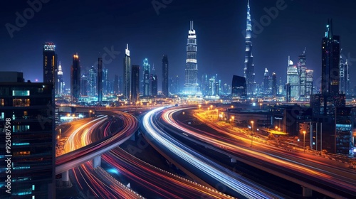 ## Futuristic Cityscape: Night Lights and Urban Energy