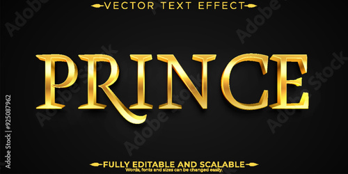 Prince editable text effect, editable gold and royal text style