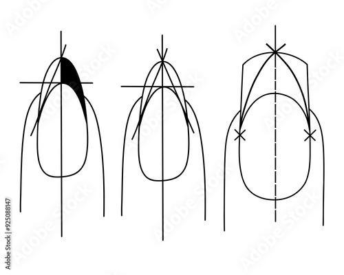 Line art set of scheme for manicure design