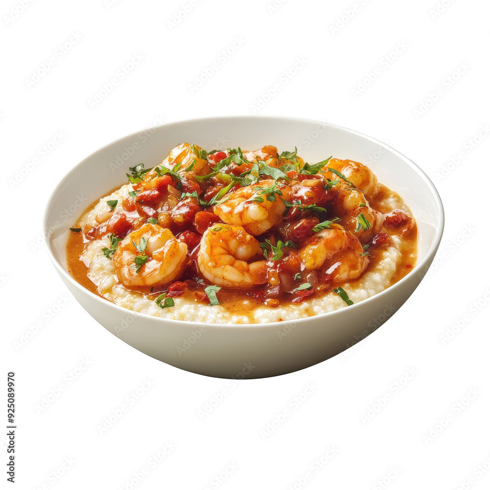 Delicious Shrimp and Grits with Sauce on Transparent Background - High Quality Food Photography for Southern Cuisine and Comfort Food Advertising Delicious Shrimp and Grits with Sauce on Transparent Background - High Quality Food Photography for Southern Cuisine and Comfort Food Advertising