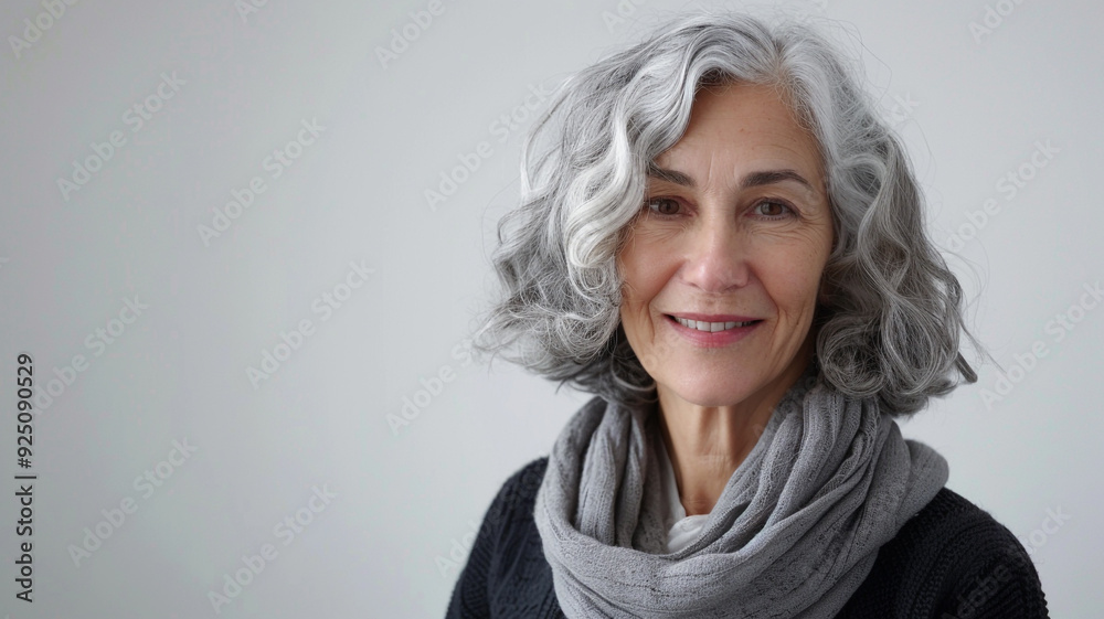Fototapeta premium senior woman smiling and looking at the camera on a white background
