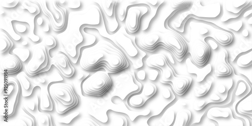 Wallpaper Mural 3D Papercut Stylized White topographic contour scheme and terrain. Abstract lines or wavy backdrop background. Topography grid map. Geographic line mountain relief. Contour map background. Torontodigital.ca