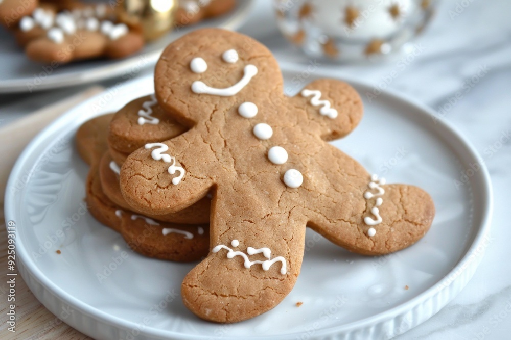 Stack of gingerbread men cookies lying on plate for christmas Stack of gingerbread men cookies lying on plate for christmas