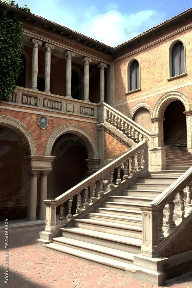 Fototapeta premium Marble Staircase and Arches of an Old Building
