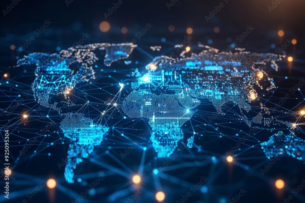 Global Digital Business Network Connection Illustration created with Generative AI Global Digital Business Network Connection Illustration created with Generative AI