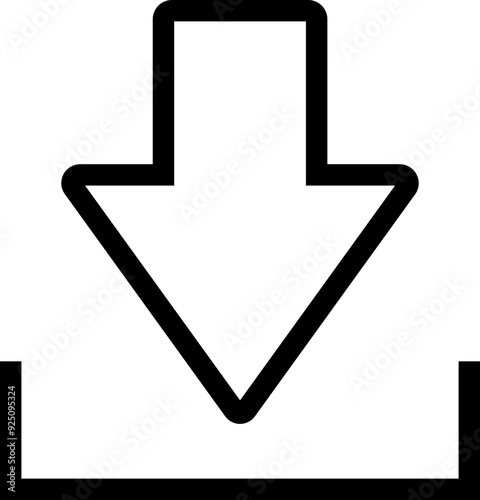 Download icon. Black line and flat vector isolated on transparent background. Contains such icon as Website, Mobile, File, Folder, Cloud and more. Expanded Stroke. upload logo or mark