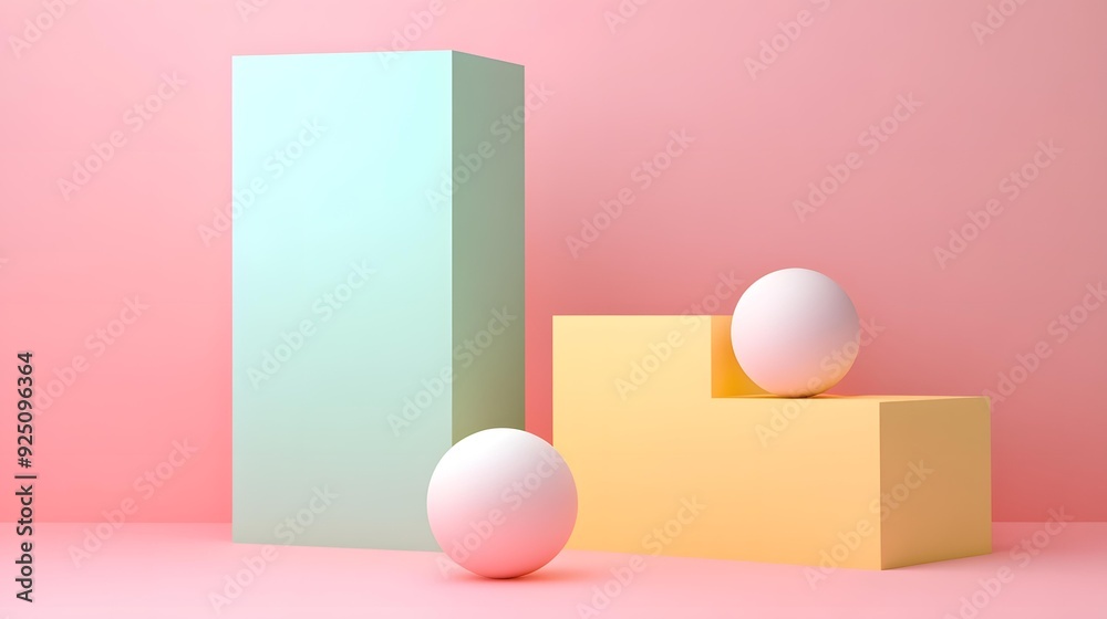 Abstract Geometric Shapes on Pastel Pink Background Abstract Geometric Shapes on Pastel Pink Background