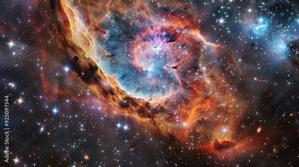 Cosmic Nebula with Stars and Galactic Clouds Cosmic Nebula with Stars and Galactic Clouds