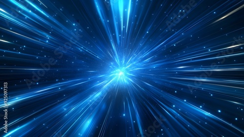 Abstract blue light speed background with laser beams, a technology and science concept