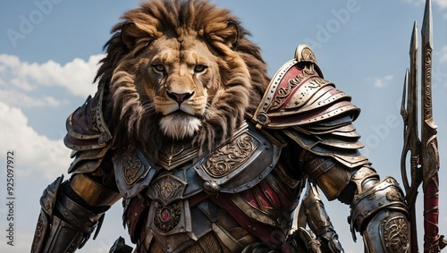 Roaring Might with Full Armor and Sword