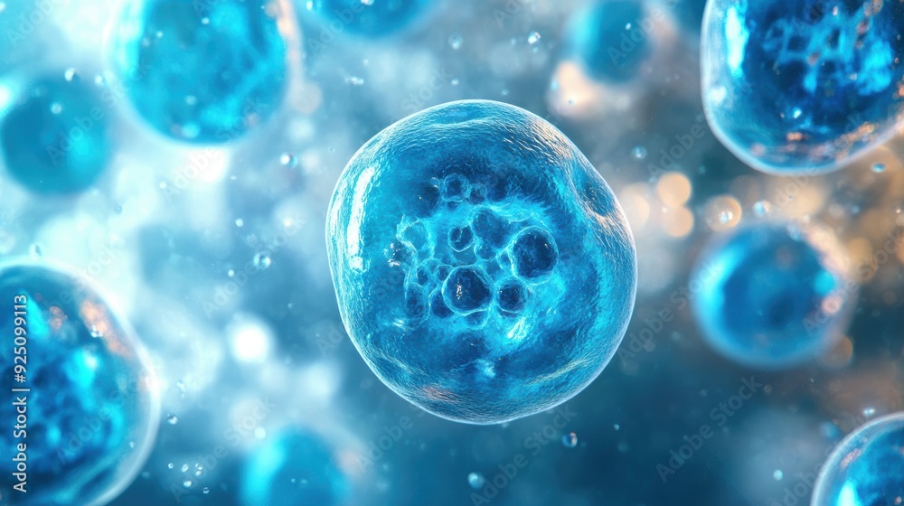 A blue cell is surrounded by other blue cells A blue cell is surrounded by other blue cells