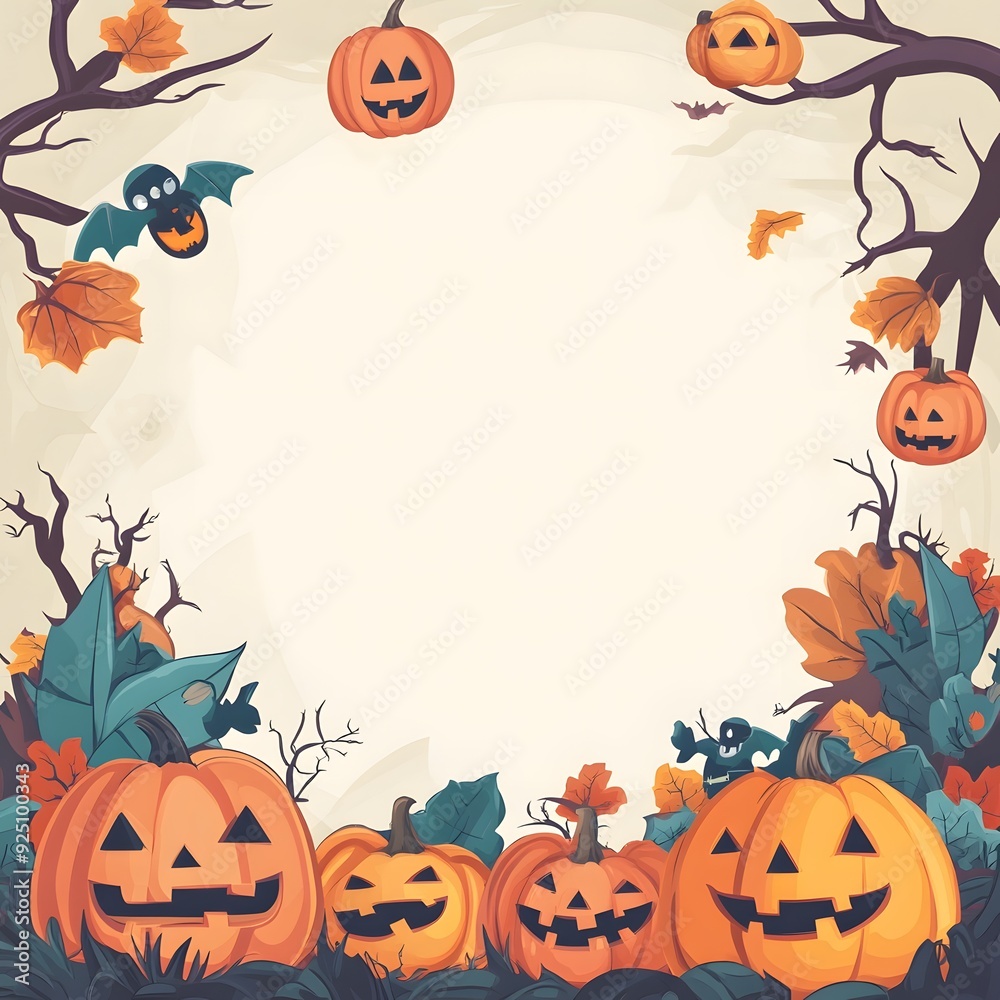Happy Halloween greeting card frame with empty space for text. Happy Halloween greeting card frame with empty space for text.
