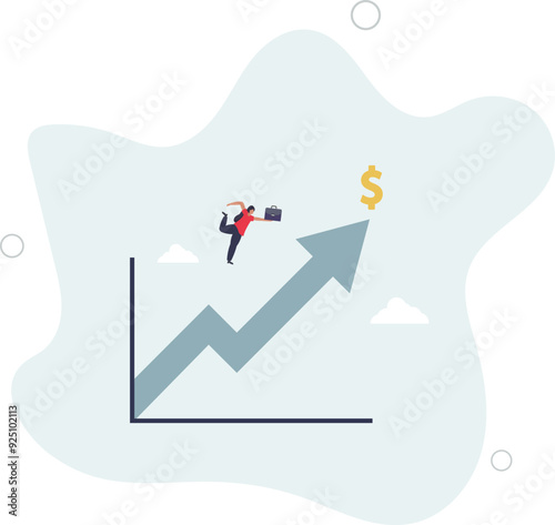Finance earnings improvement with successful results and upward statistics.flat design with people.