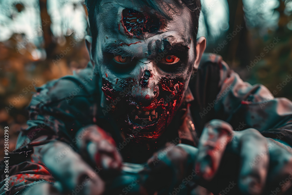 Scary zombie in Halloween night. Scary zombie in Halloween night.